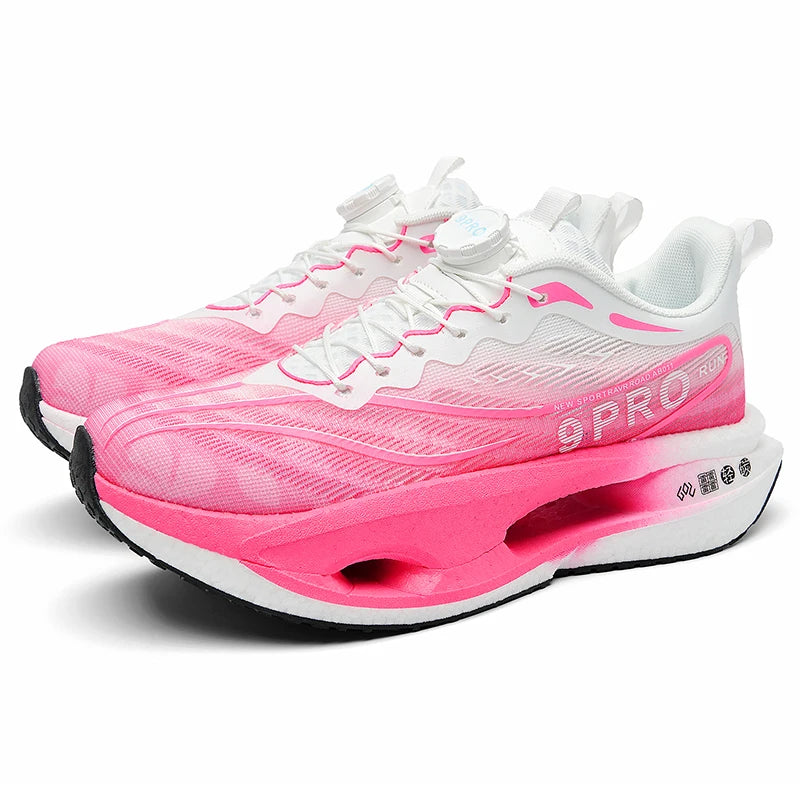 VeloStorm 9 Marathon pink carbon plate road running trainer